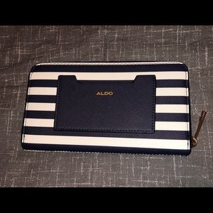 Navy Blue and White Aldo Wallet W/ Front Card Slot